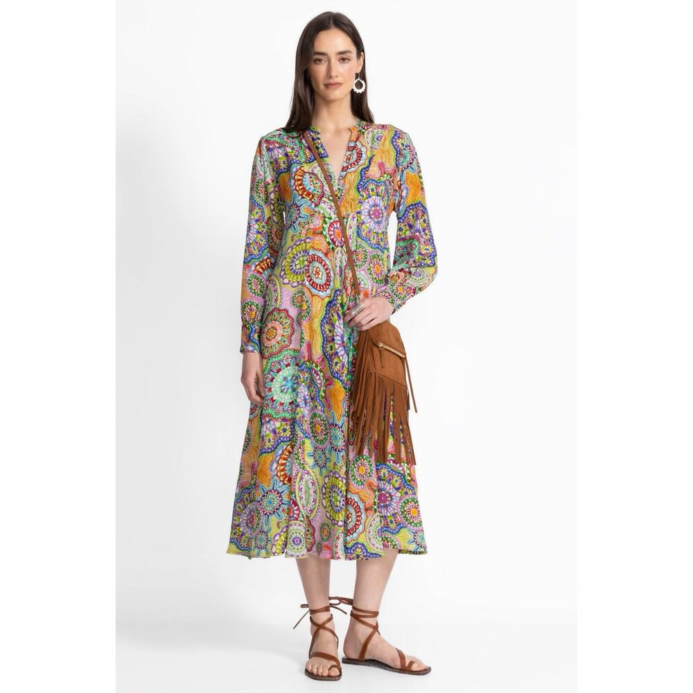 Johnny Was KIONAH DRESS Funky Print Maxi Silk Dress XS - Picture 2 of 7